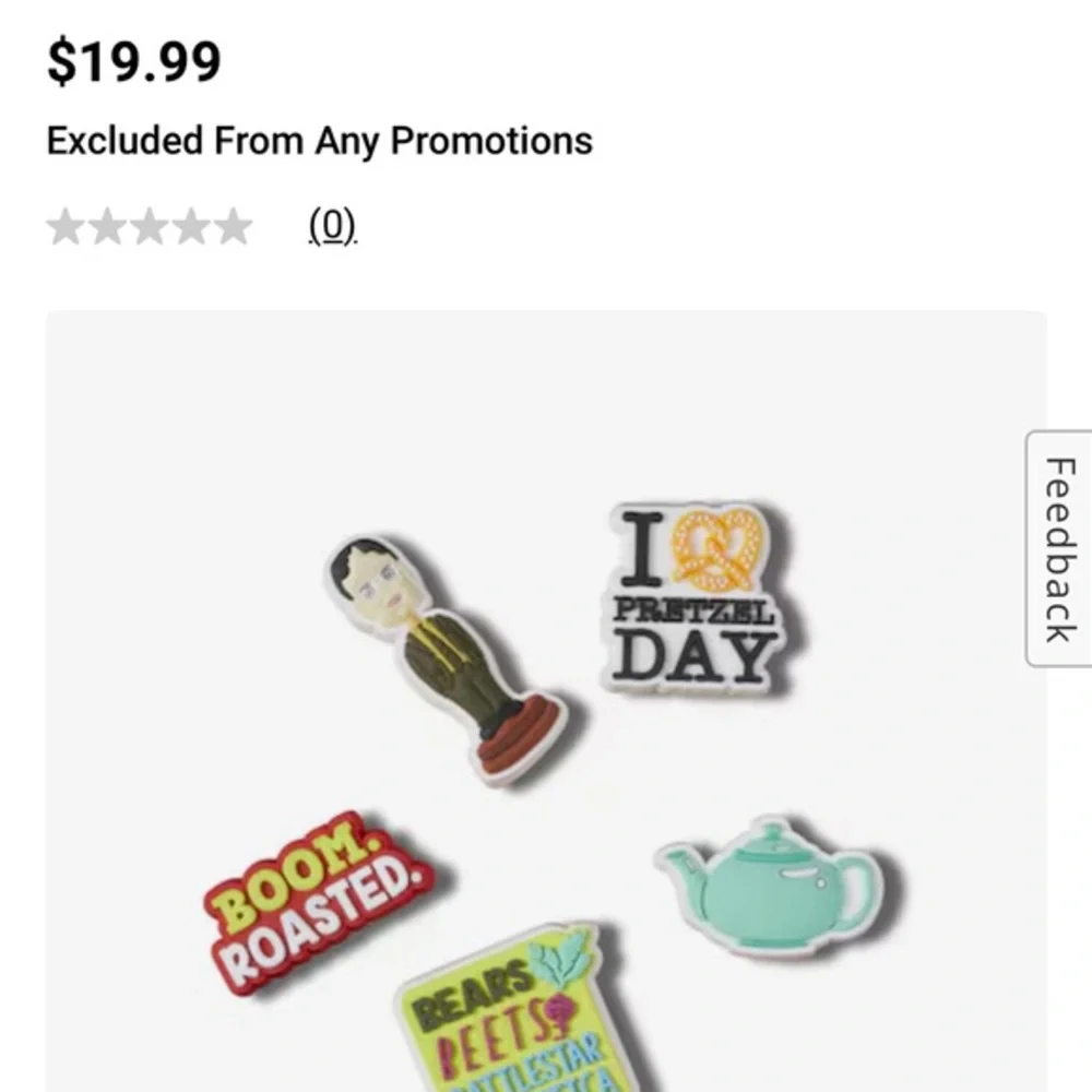 The Office Crocs 5 Jibbitz Charms. New in package Dunder‎ Mifflin Peacock TV NeW